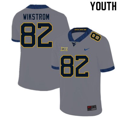 Youth West Virginia Mountaineers NCAA #82 Victor Wikstrom Gray Authentic Nike Stitched College Football Jersey YW15J32ET